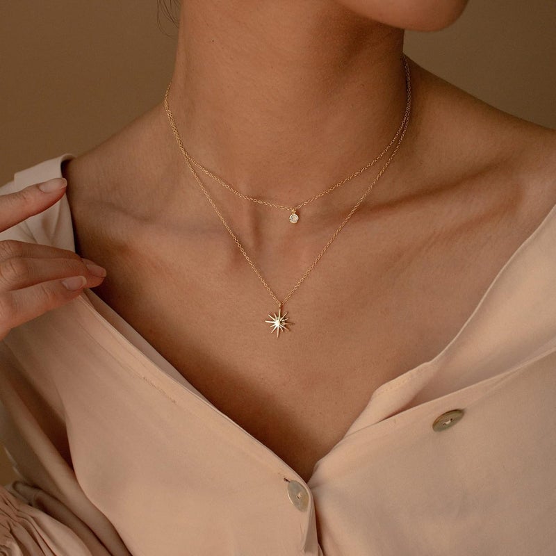 Tewiky Dainty 14k Gold Plated/Silver Cubic Zirconia Necklaces for Women, Simple CZ Jewelry Necklaces Trendy Gifts - Image 2